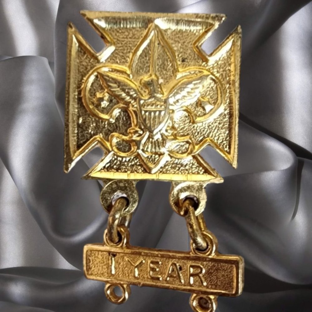 Vintage BOY SCOUTS Perfect Attendant 1 Year Lapel pin
